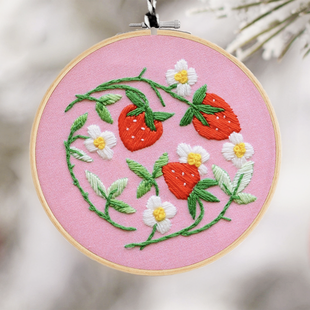 DIY Strawberry Ornament Embroidery Kit