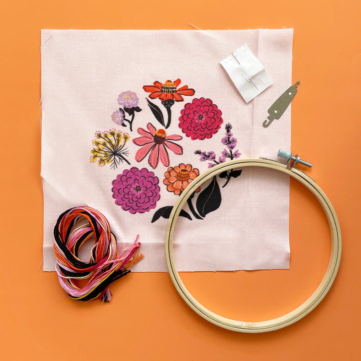 Zinnia Blooms Embroidery Kit