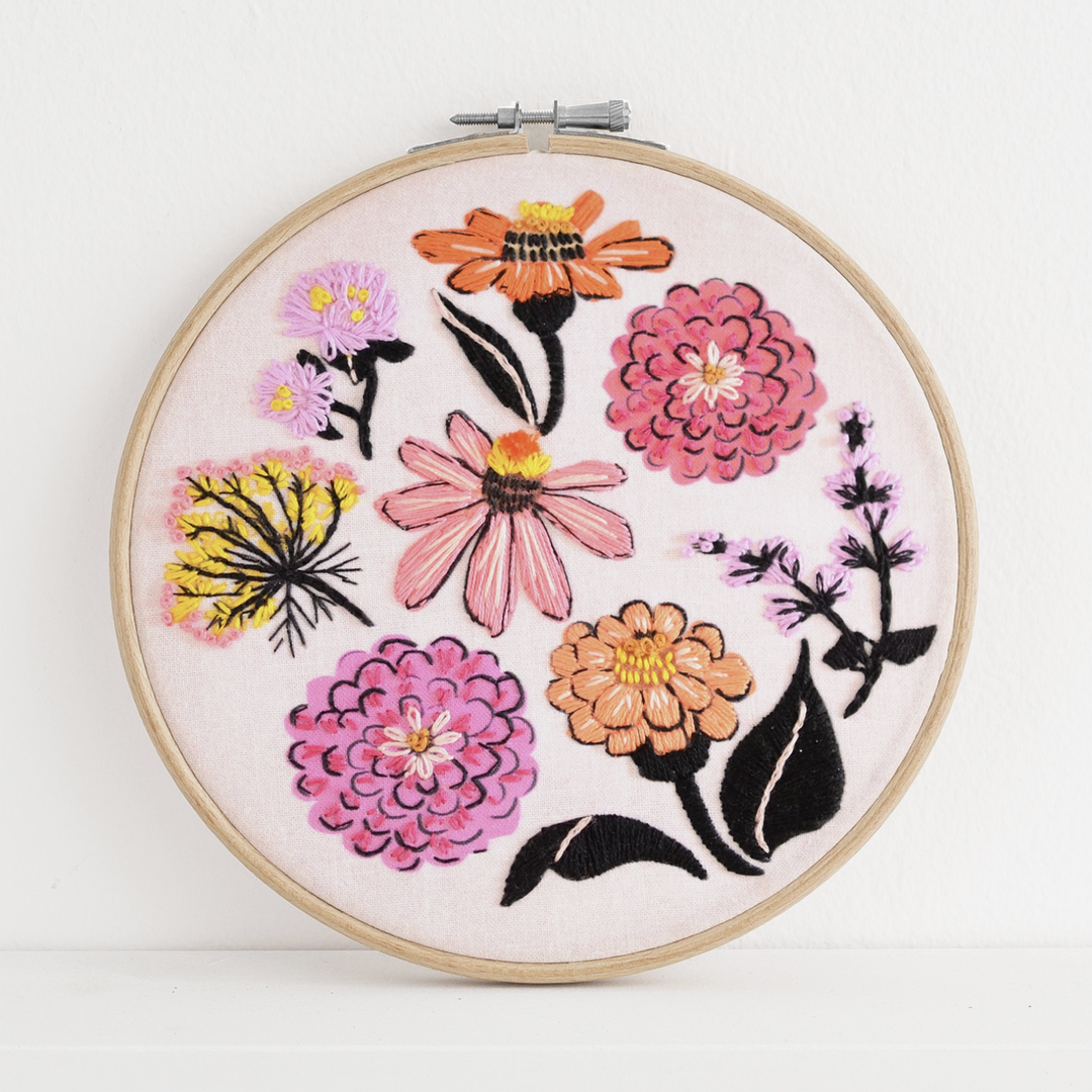 Zinnia Blooms Embroidery Kit