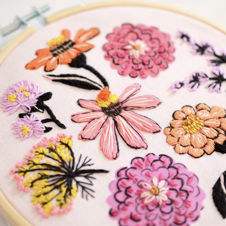 Zinnia Blooms Embroidery Kit
