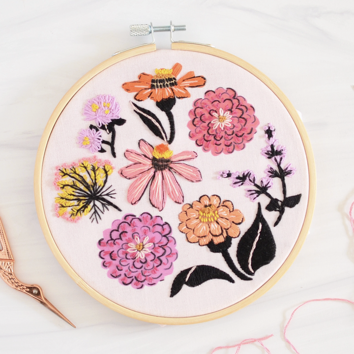 Zinnia Blooms Embroidery Kit