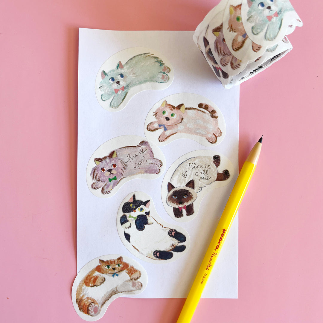 Floppy Cat Washi Sticker Roll