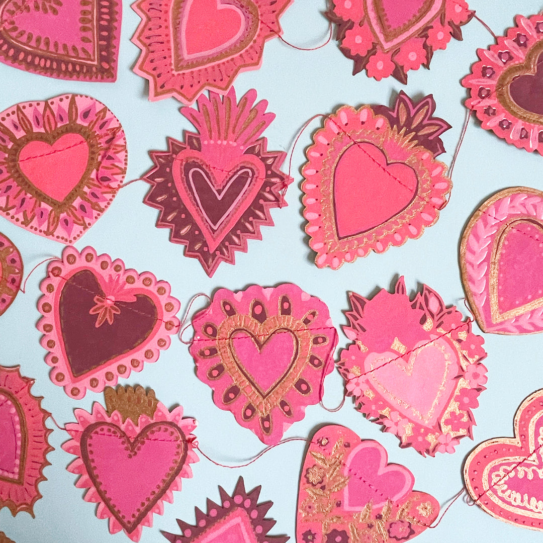 Sweet Hearts Sewn Garland