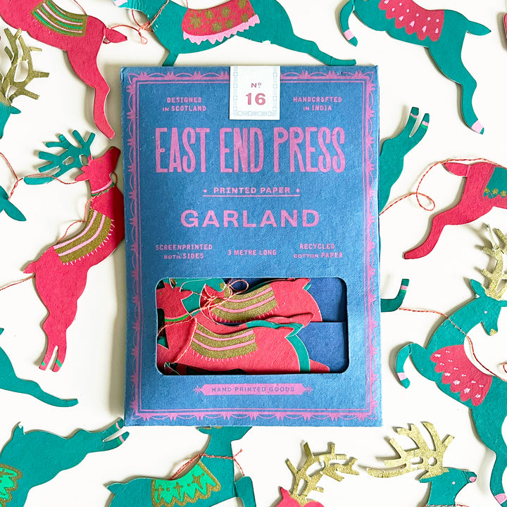 Bright Reindeer Sewn Garland