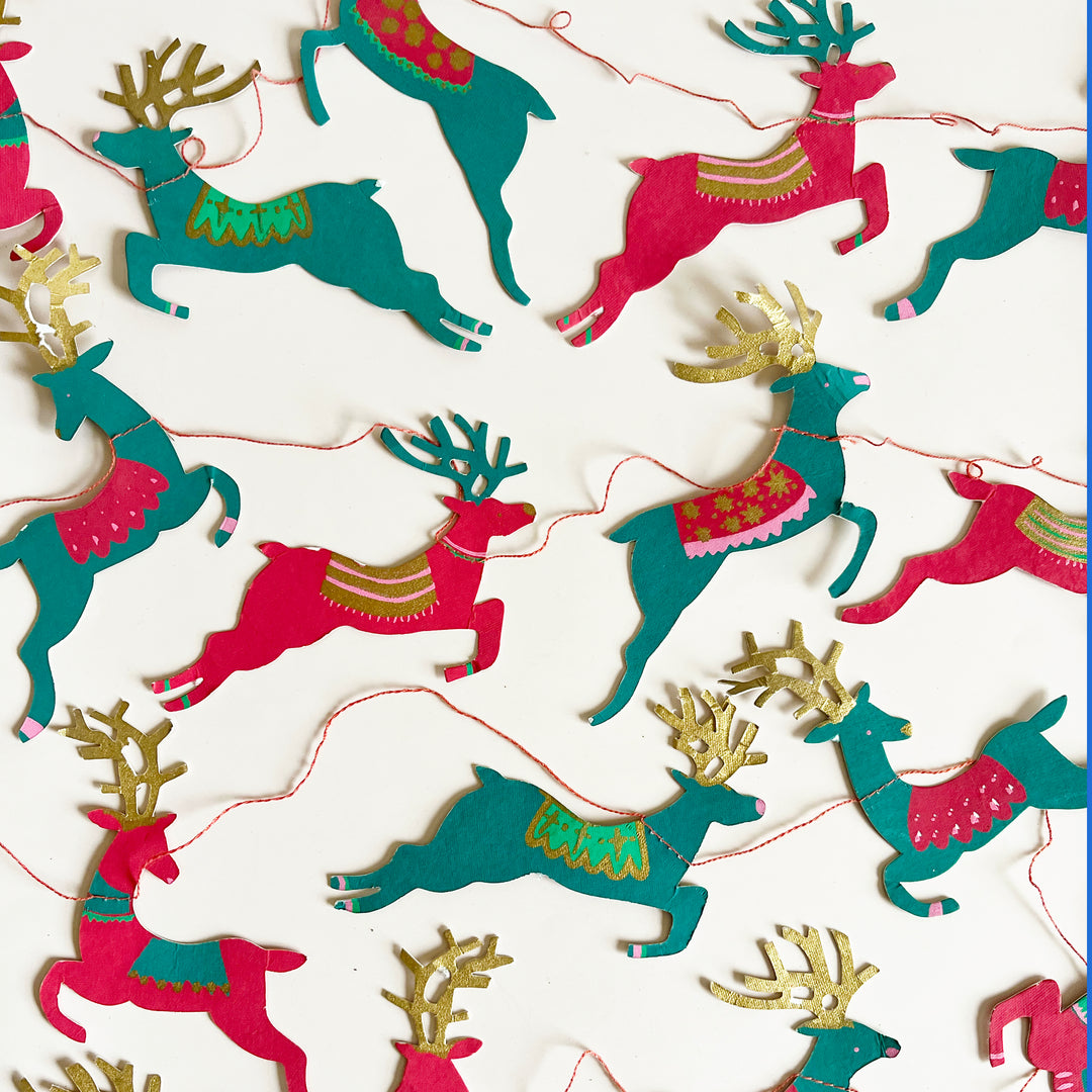 Bright Reindeer Sewn Garland