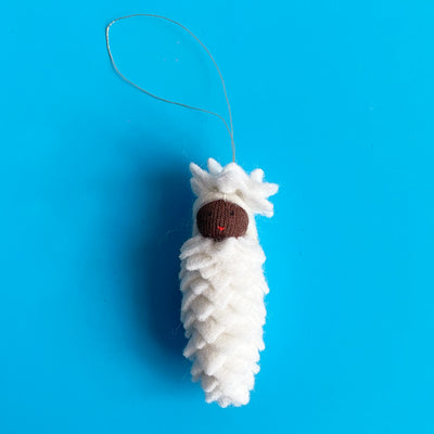 White Pine Cone Princess Felt Fairy Ornament