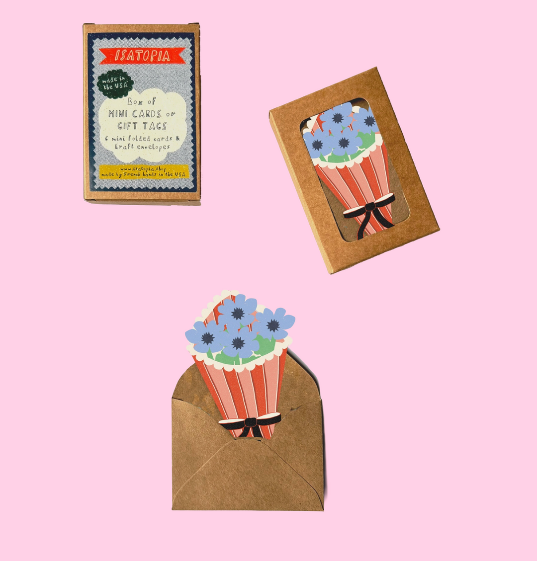 Set of 6 Flower Bouquet Mini Cards