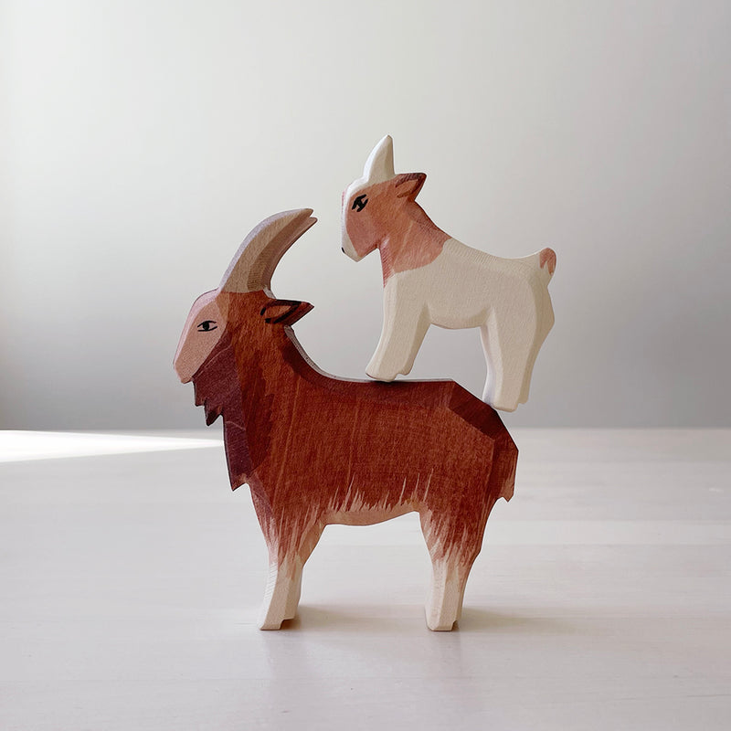 Handcrafted Wood Male Goat