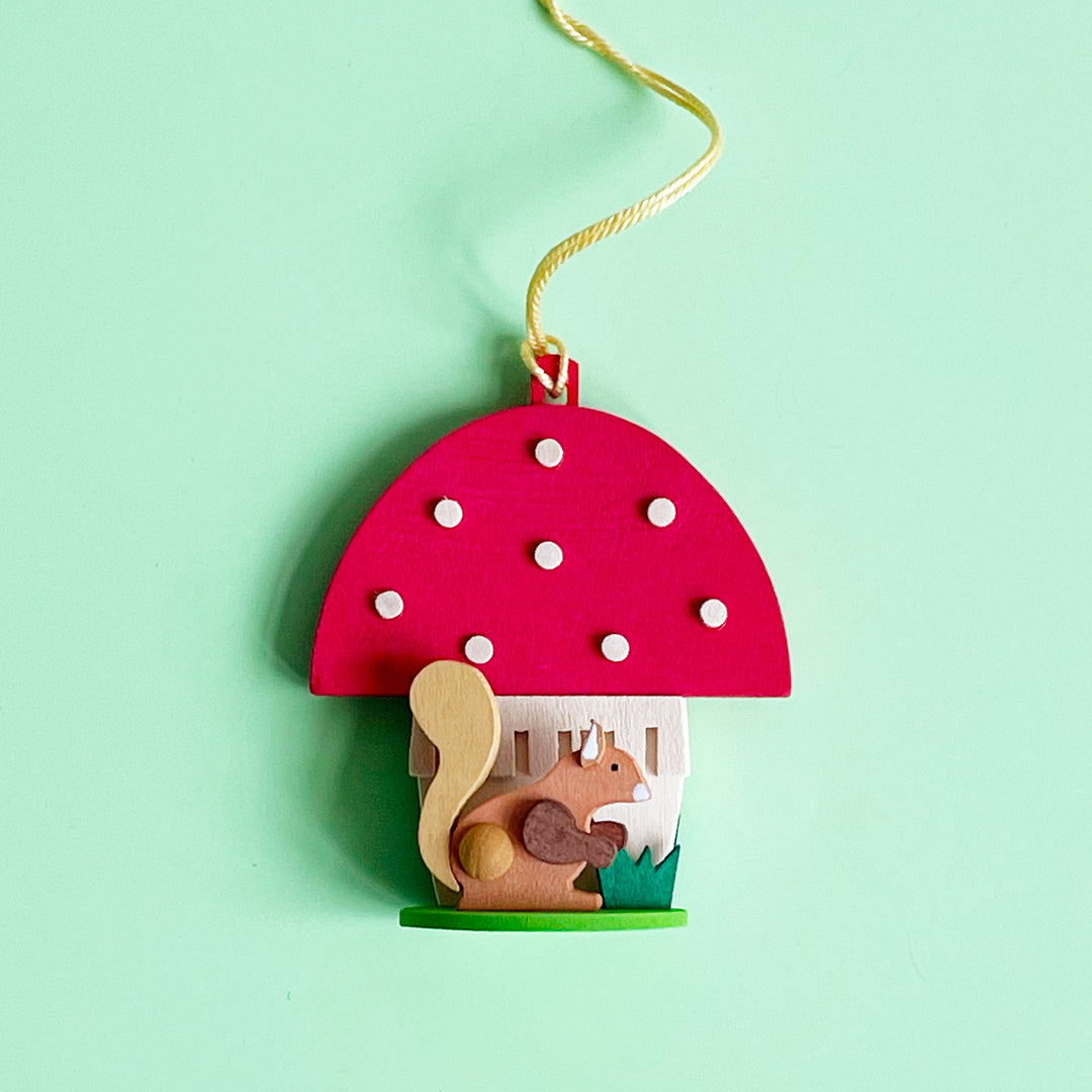 Squirrel and Mushroom Ornament