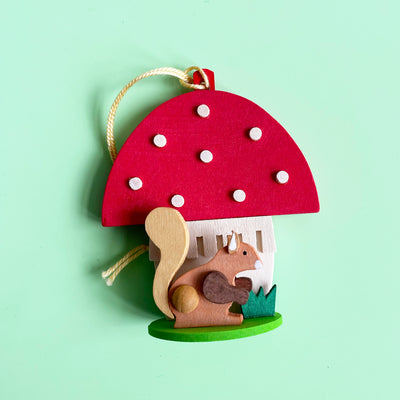 Squirrel and Mushroom Ornament