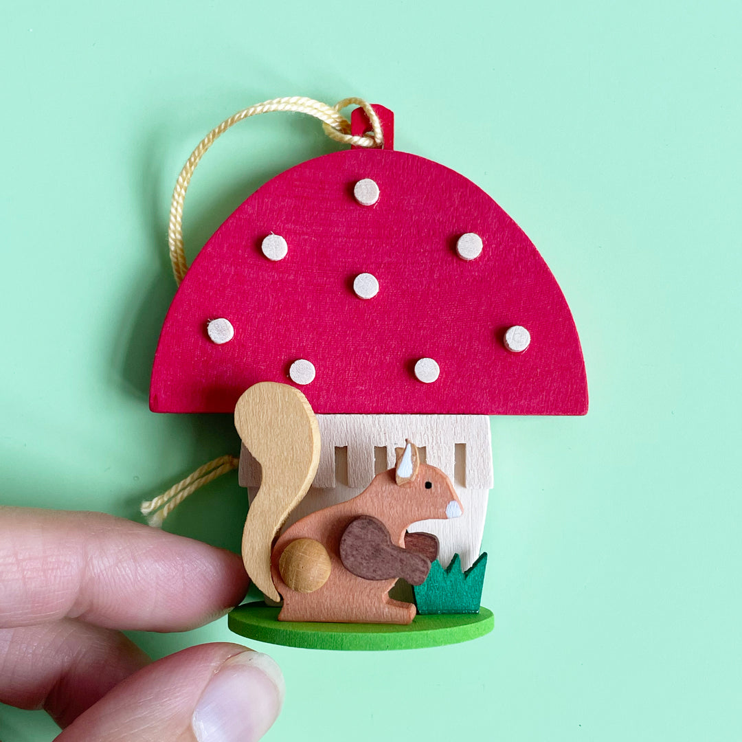 Squirrel and Mushroom Ornament