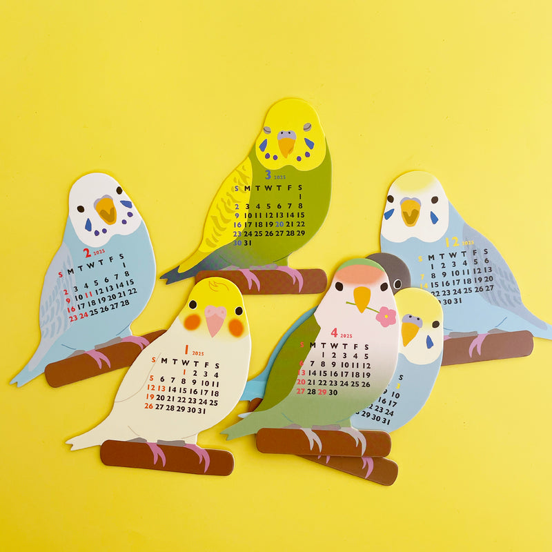 Mini Parakeet Desktop Calendar 2025