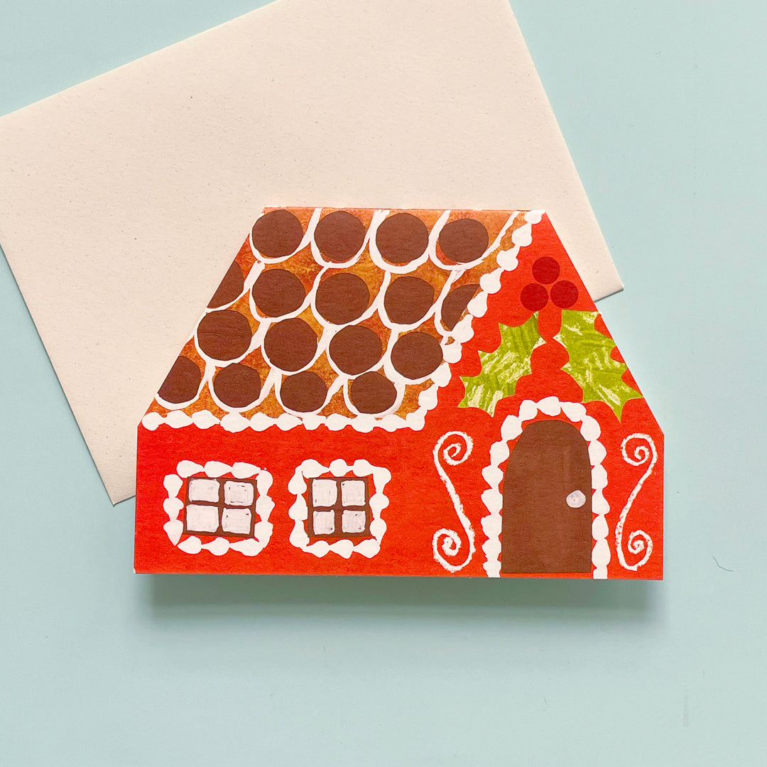 Gingerbread House Die Cut Card