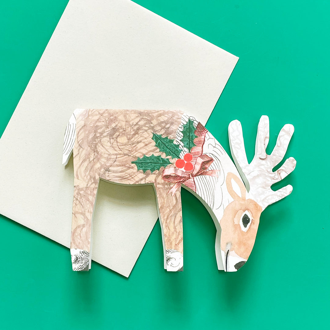 Christmas Reindeer Die Cut Card