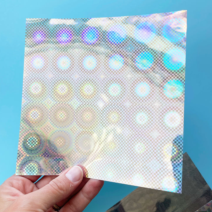 Silver Glitter Holographic Origami Paper