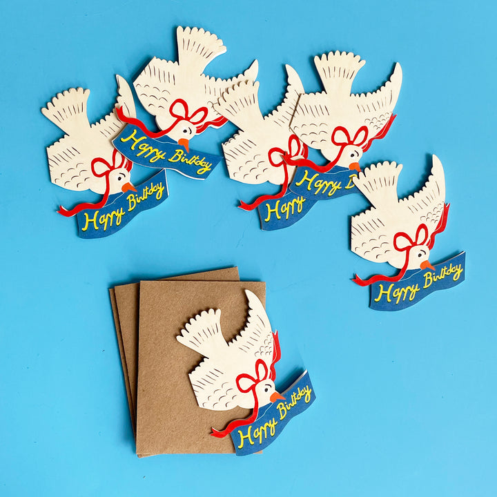 Set of 6 Happy Birthday Bird Mini Cards