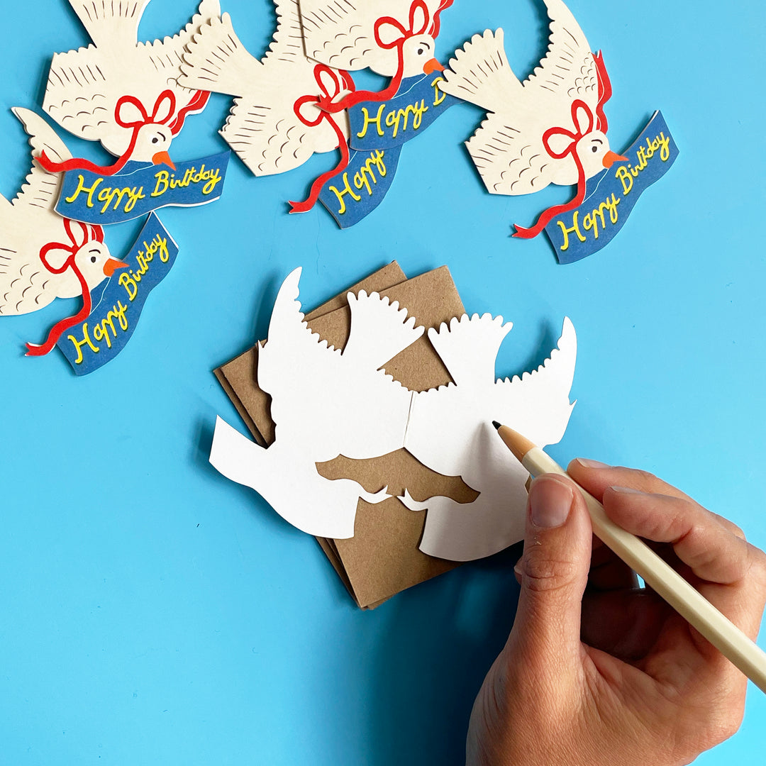 Set of 6 Happy Birthday Bird Mini Cards