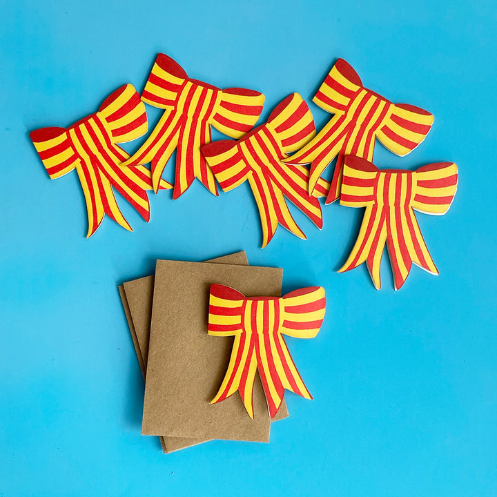 Set of 6 Stripy Bow Mini Cards