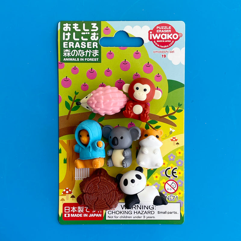 Animals in the Woods Puzzle Eraser Set