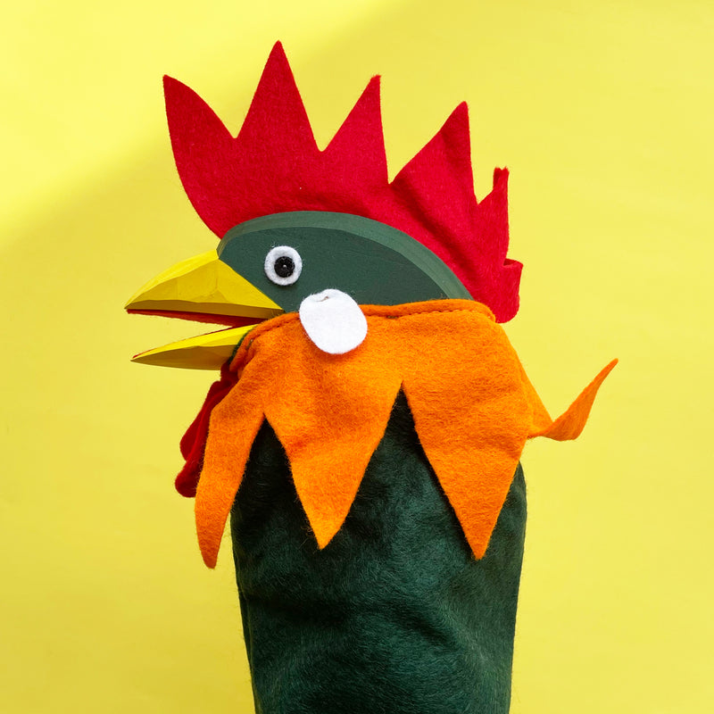 Hand Carved Wooden Rooster Puppet