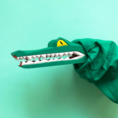 Hand Carved Wooden Crocodile Puppet