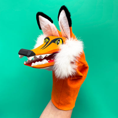Hand Carved Wooden Fox Puppet