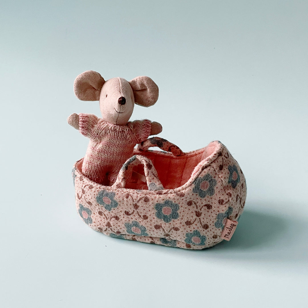 Baby Mouse in a Carry Cot
