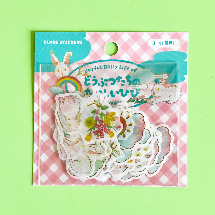 Rainbow Rabbit Flake Stickers