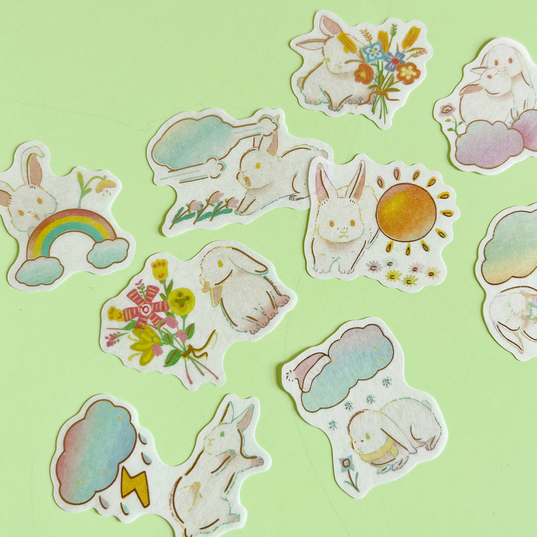 Rainbow Rabbit Flake Stickers