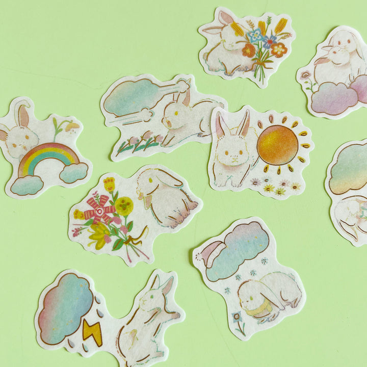 Rainbow Rabbit Flake Stickers