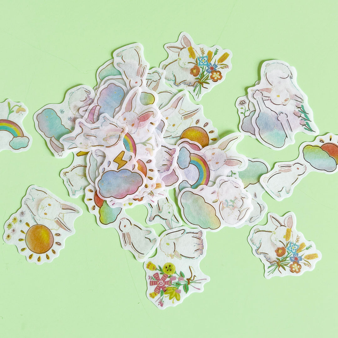 Rainbow Rabbit Flake Stickers