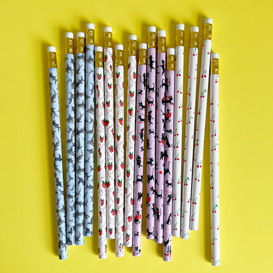 Set of 4 Illustrated Pencils