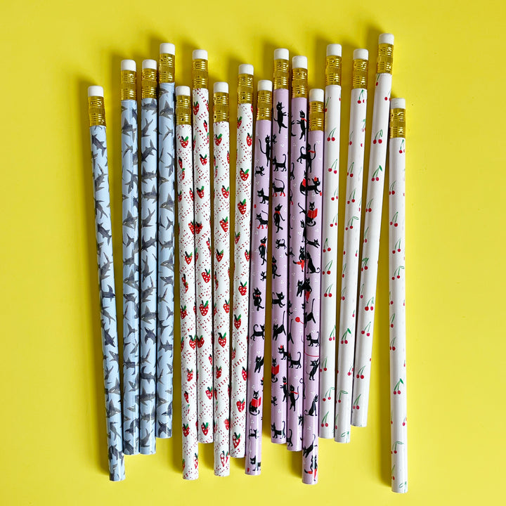 Set of 4 Illustrated Pencils