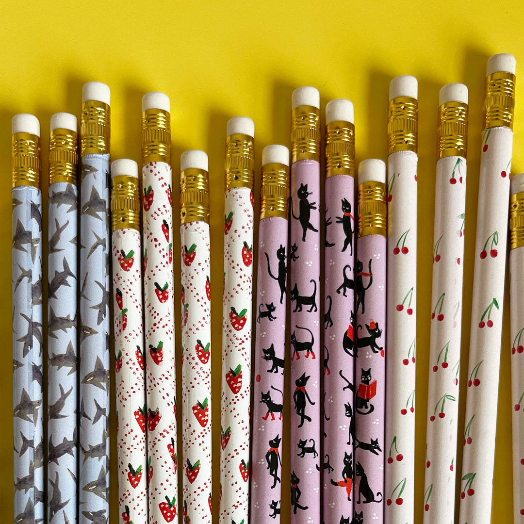 Set of 4 Illustrated Pencils