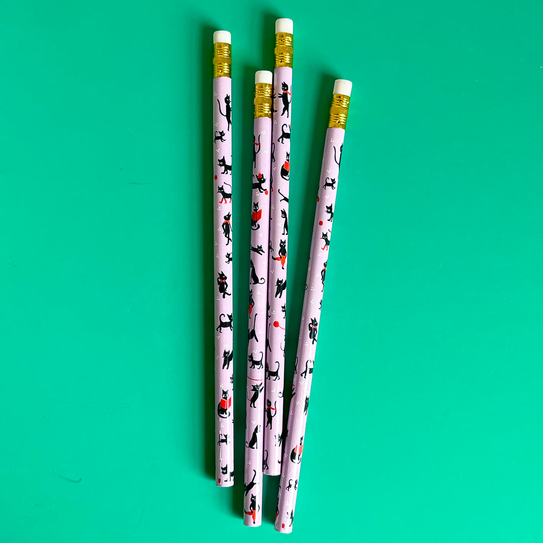 Set of 4 Illustrated Pencils
