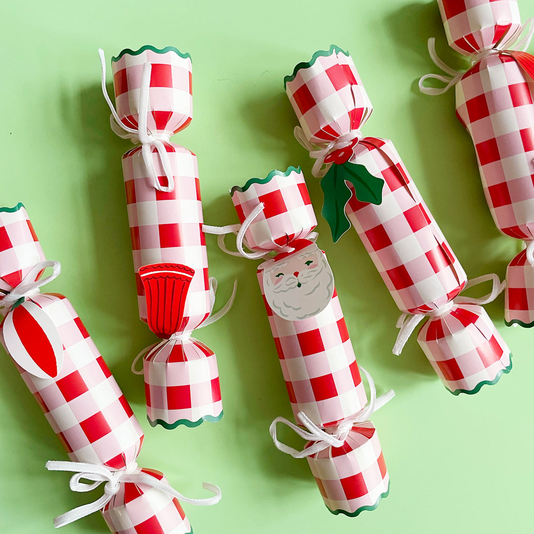Red Gingham Christmas Crackers