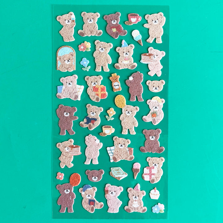 Fuzzy Teddy Bear Sticker Sheet