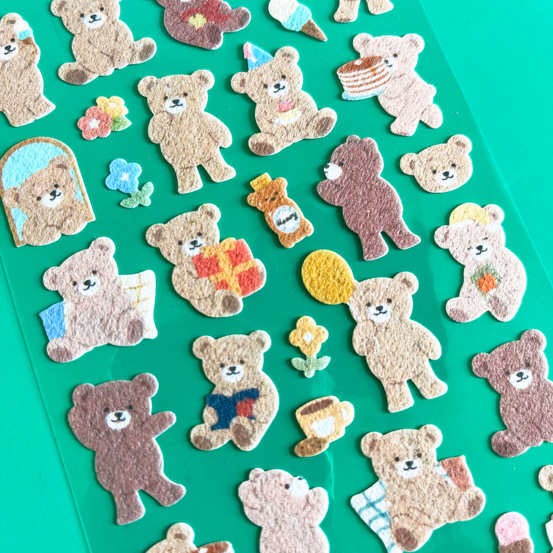 Fuzzy Teddy Bear Sticker Sheet