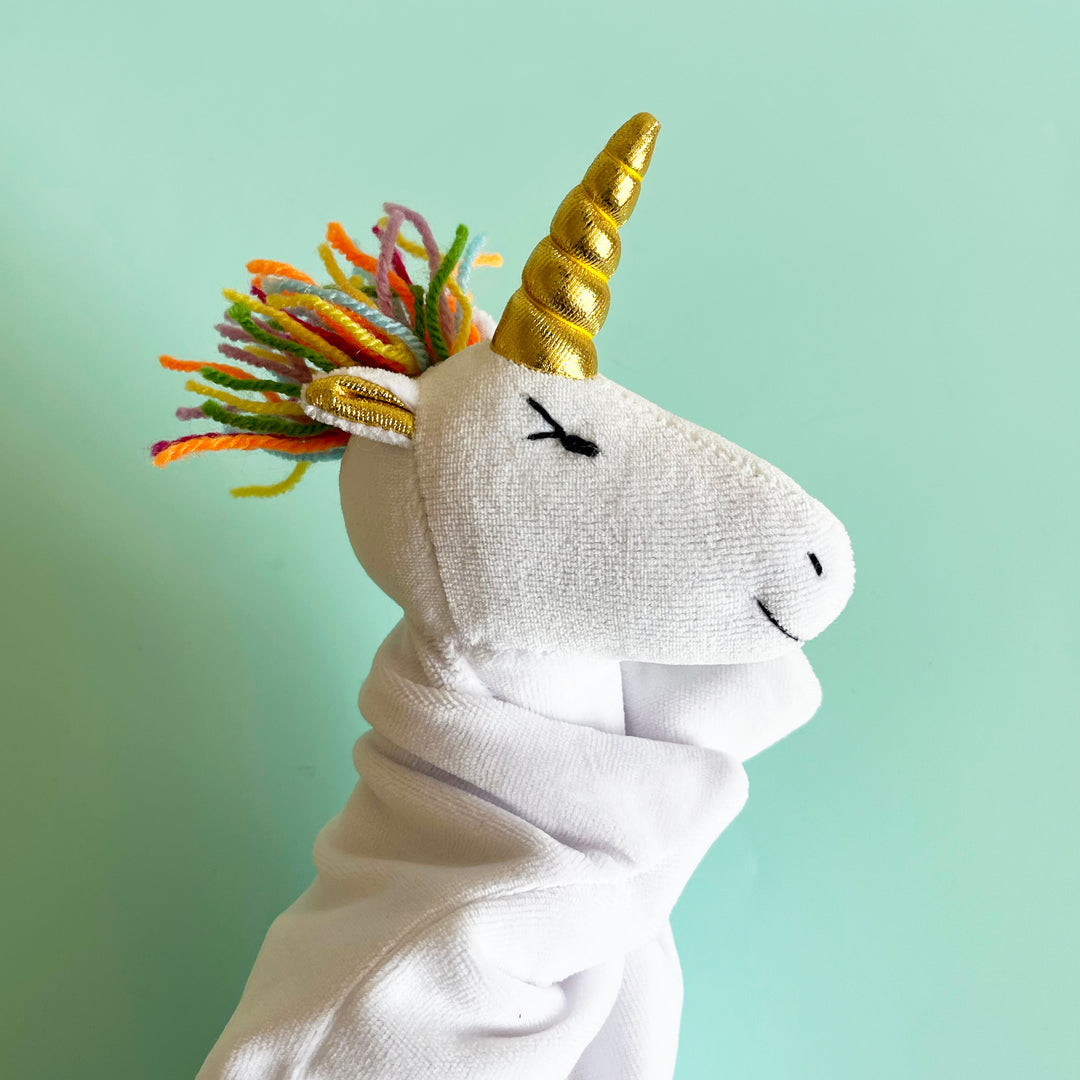 Unicorn Velour Hand Puppet
