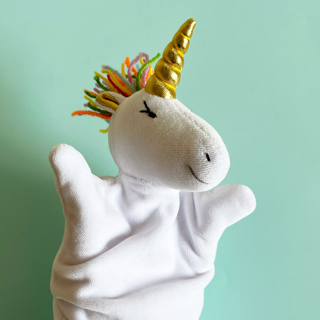 Unicorn Velour Hand Puppet