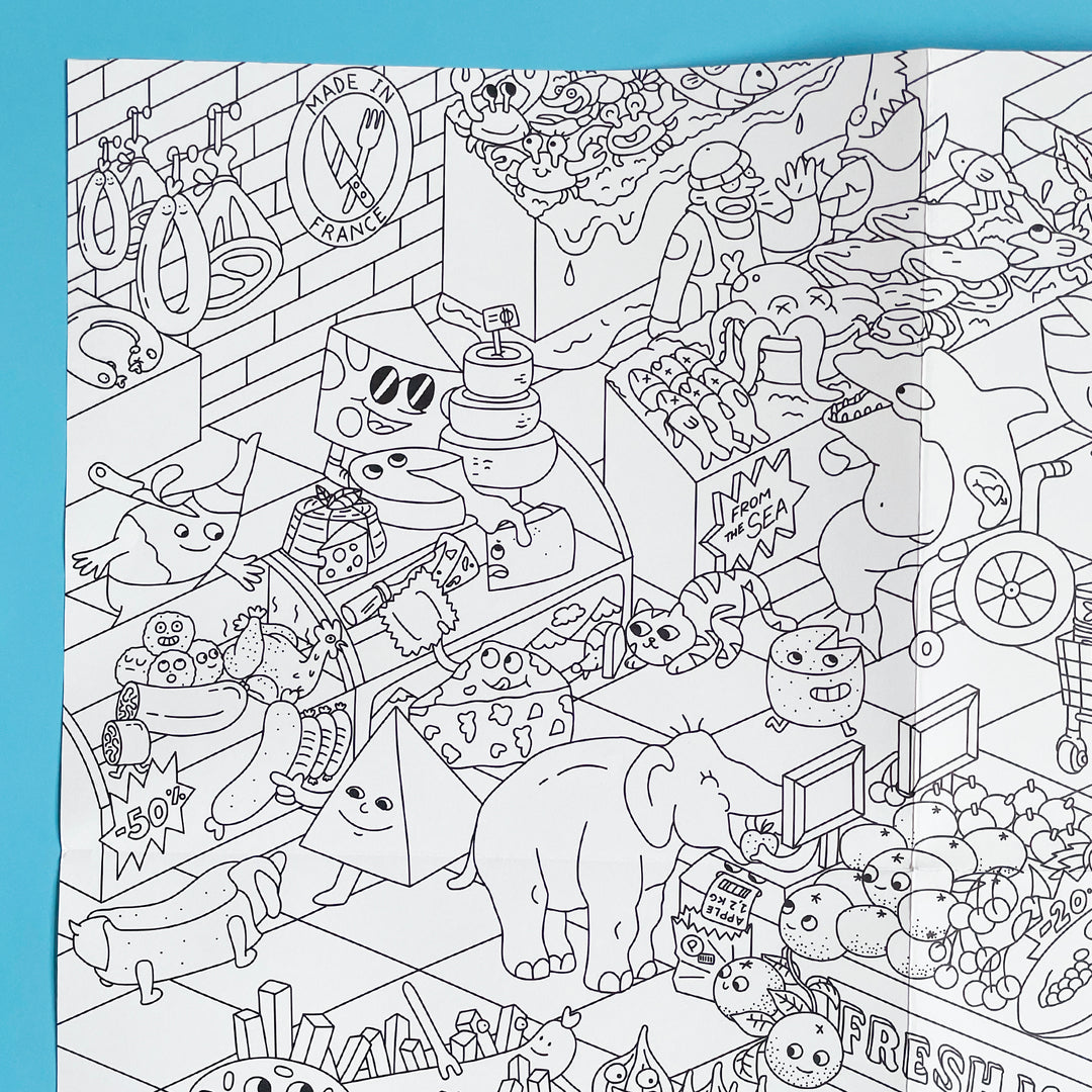 Super Market Giant Coloring Poster