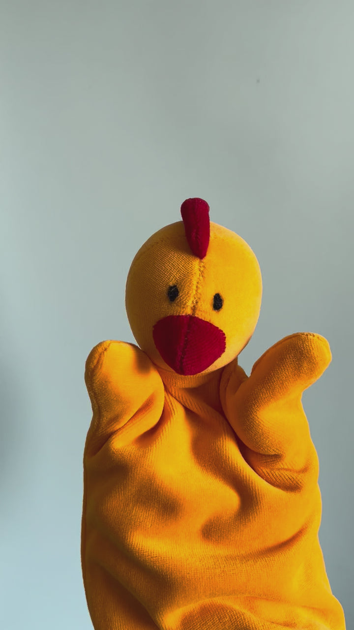 Yellow Chicken Velour Hand Puppet