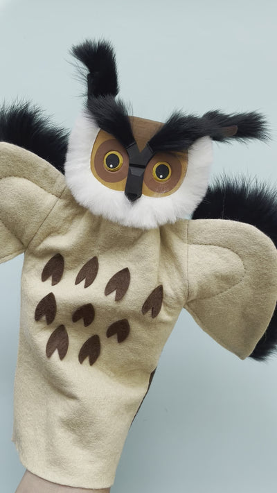 Hand Carved Wooden Owl Puppet