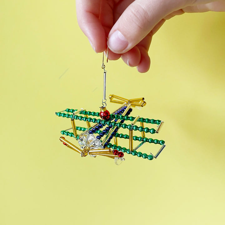 Airplane Glass Bead Ornament