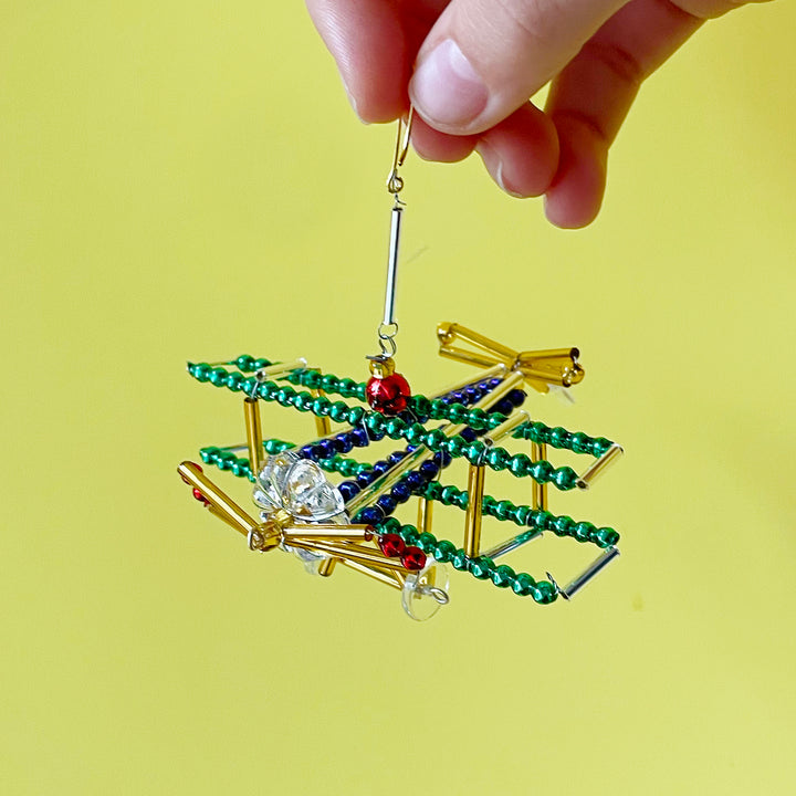 Airplane Glass Bead Ornament