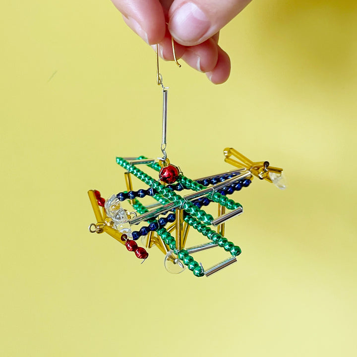 Airplane Glass Bead Ornament