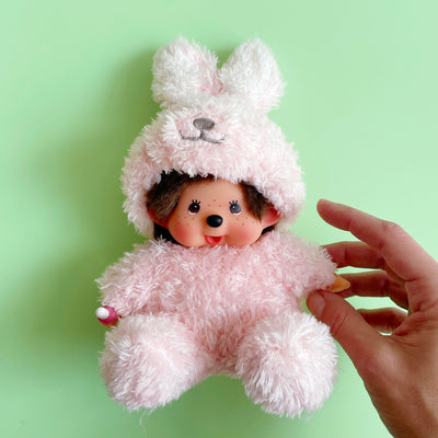 Sitting Fluffy Bunny Monchhichi