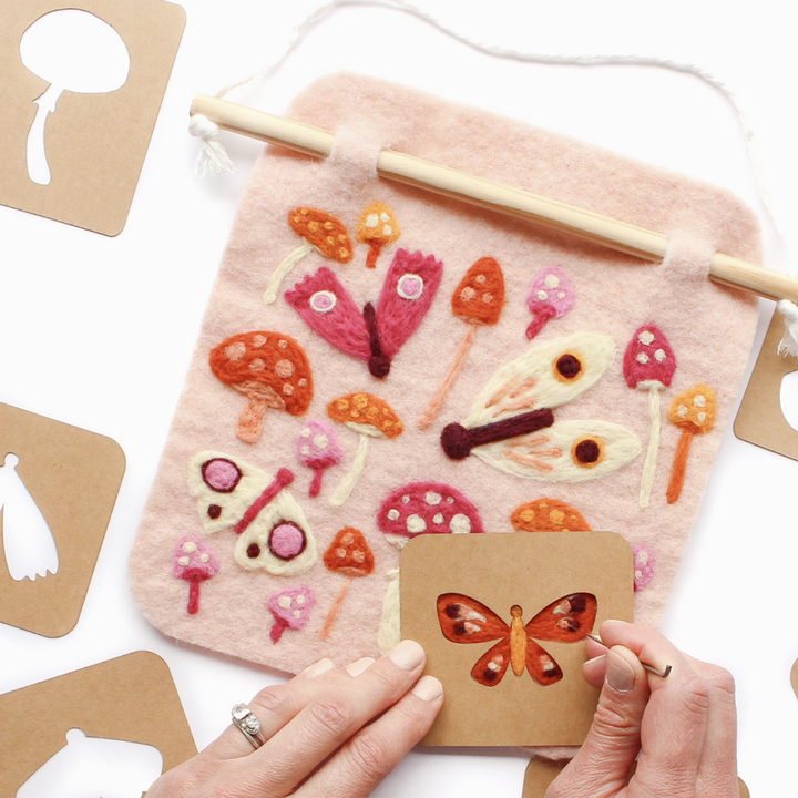 Moth and Mushroom Needle Felting Kit