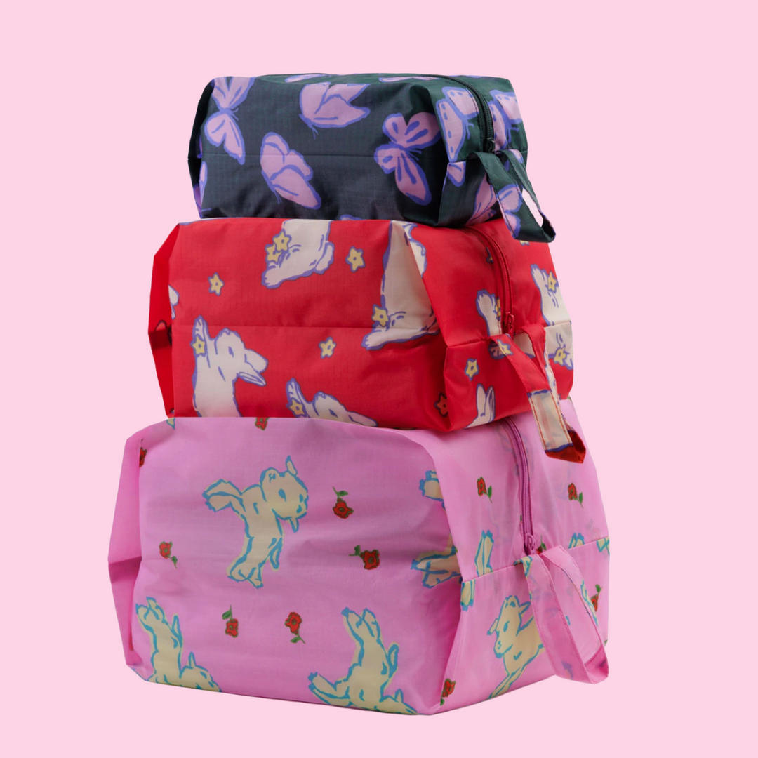 Set of 3 Spring Animals 3D Zip Bags