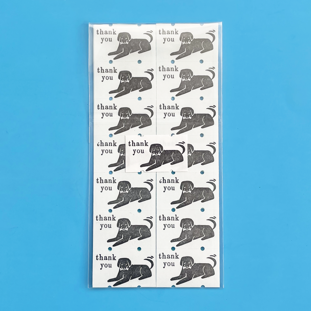 "Thank You" Black Dog Washi Sticker Label